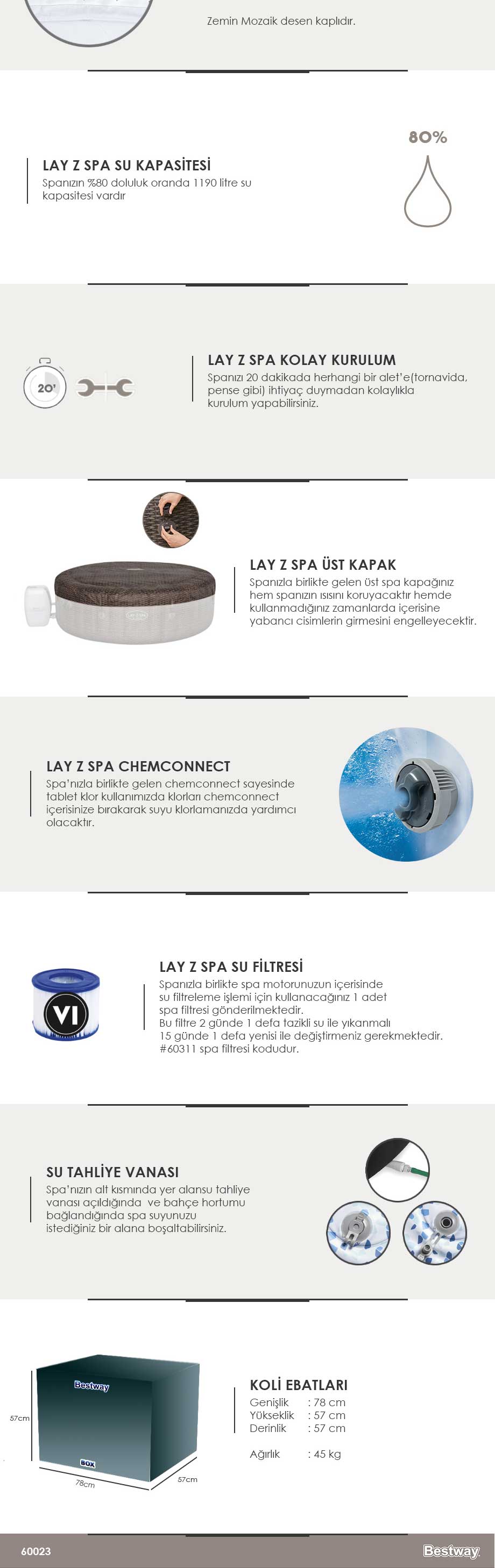 Bestway Lay Z Spa St Mortiz Airjet 60023 <p>Dış:216cm İç:166cm çap</p>