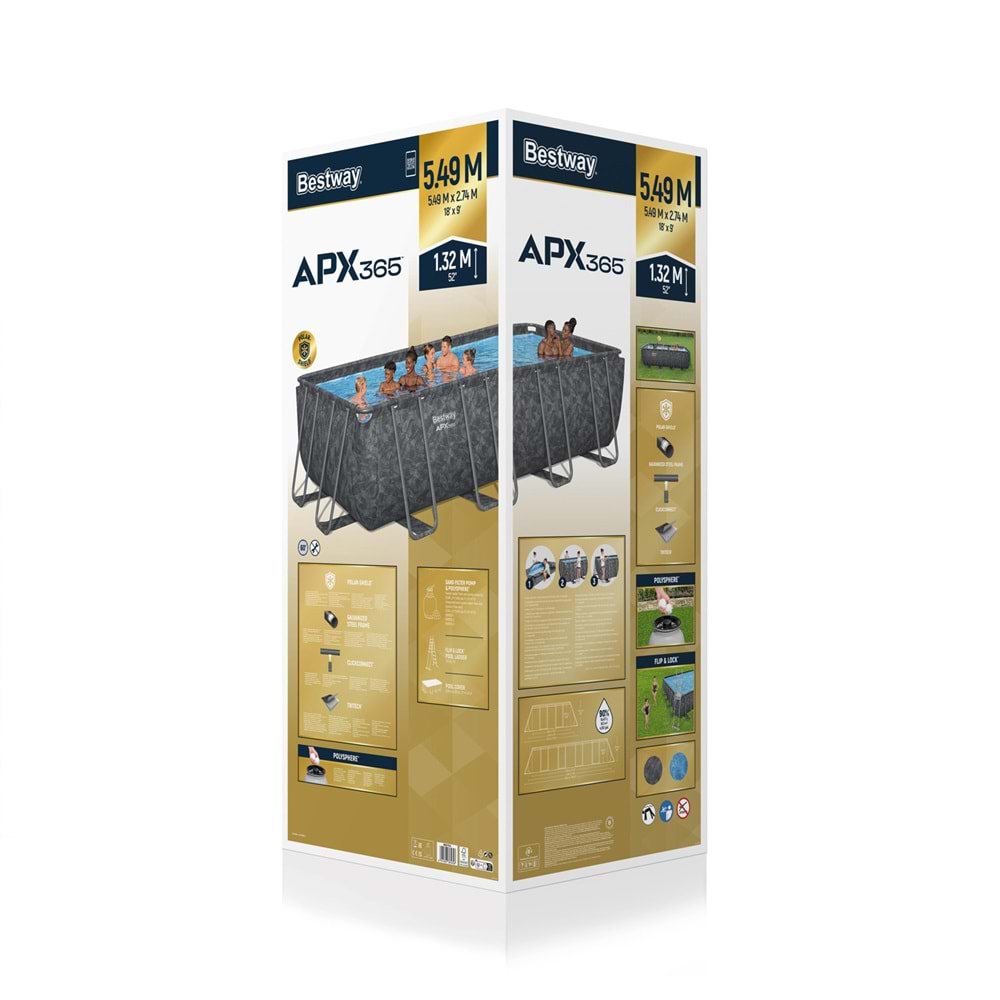 Bestway® APX 365™ 561KA Dikdörtgen Prefabrik Havuz 5,49 m x 2,74 m x 1,32 m