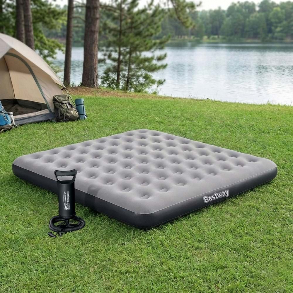 Bestway Ultra King 3 Kişilik Şişme Yatak ve Manuel El Pompalı 203x183x22cm 671HC BW148