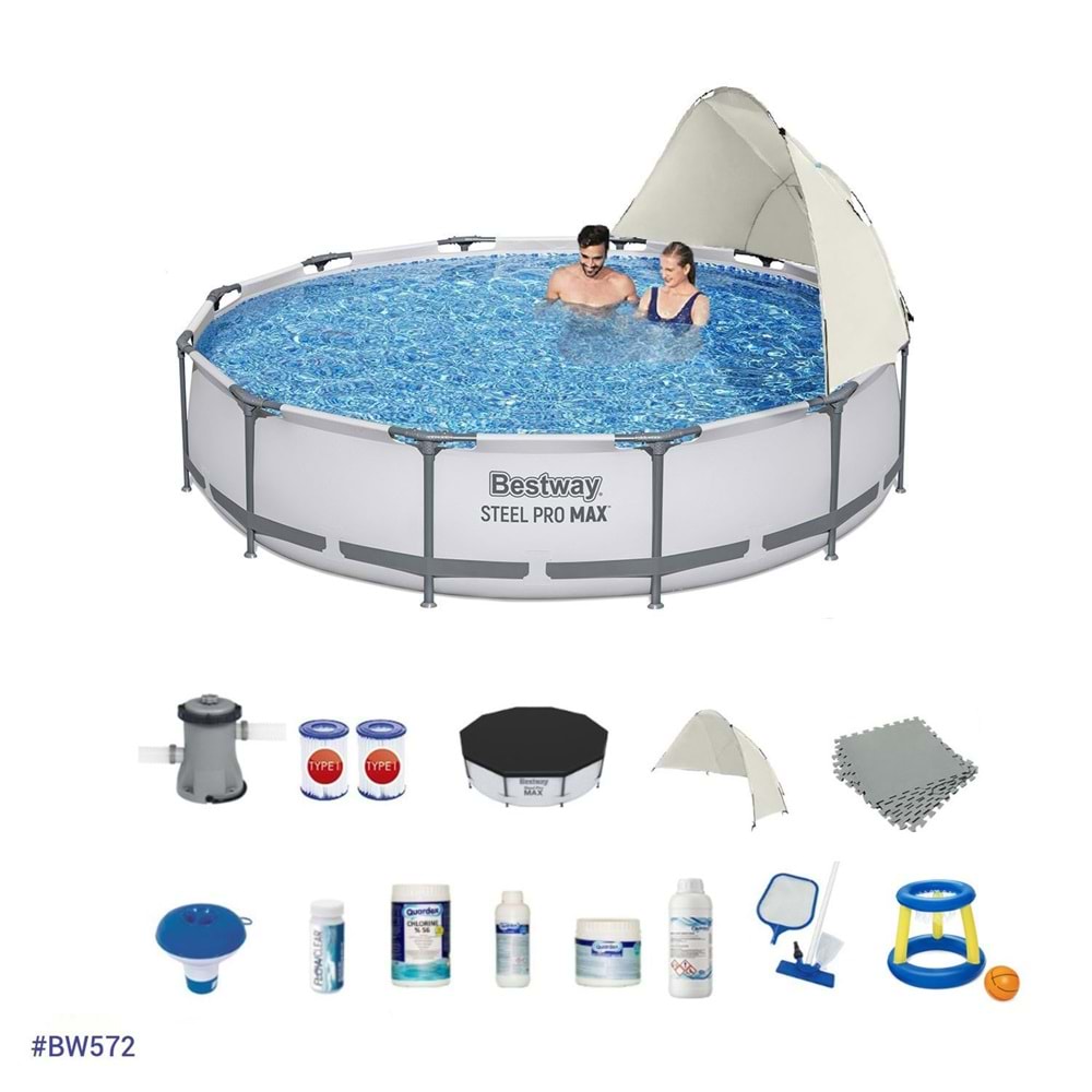 Bestway Prefabrik Gölgelikli Full Havuz Seti 366 cm x 76 cm BW572 56416