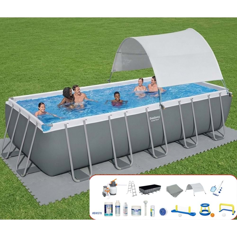 Bestway Gölgelikli Büyük Prefabrik Full Havuz Seti 549x274x132cm BW578 5619Q