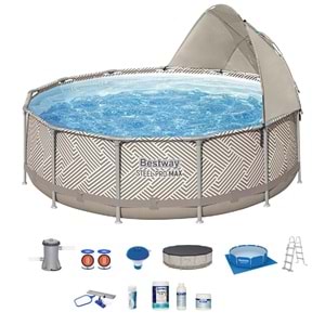 Bestway Büyük Yuvarlak Gölgelikli Prefabrik Havuz Seti 396x107cm 561FY BW544