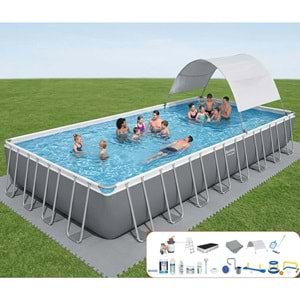 Bestway Gölgelikli Prefabrik Full Havuz Seti 956 cm x 488 x 132 cm BW580 56623