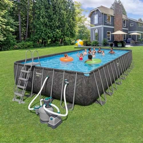 APX 365 Ultra Geniş Prefabrik Havuz Polar Shield Koruma Büyük Boy Kum Filtre Sistemli 9.56 x 4.88 m