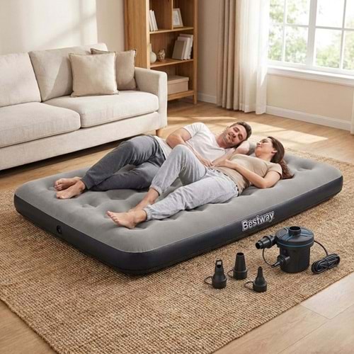 Bestway Ultra Queen 2 Kişilik Şişme Yatak + Elektrikli Pompa 191x137x22cm 671GZ BW144