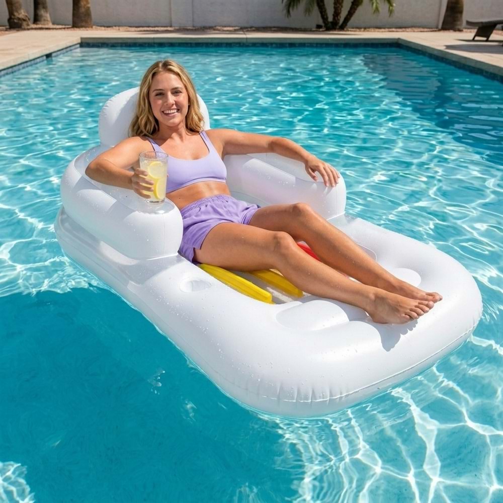 Bestway Şişme Sırt Dayanıklı Deniz Yatağı 150 x 77 x 50 cm Beyaz 43028B