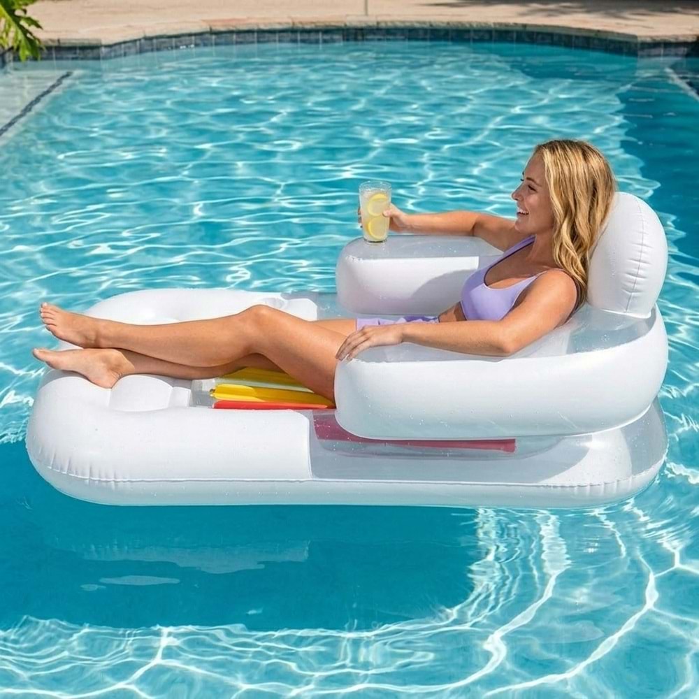 Bestway Şişme Sırt Dayanıklı Deniz Yatağı 150 x 77 x 50 cm Beyaz 43028B