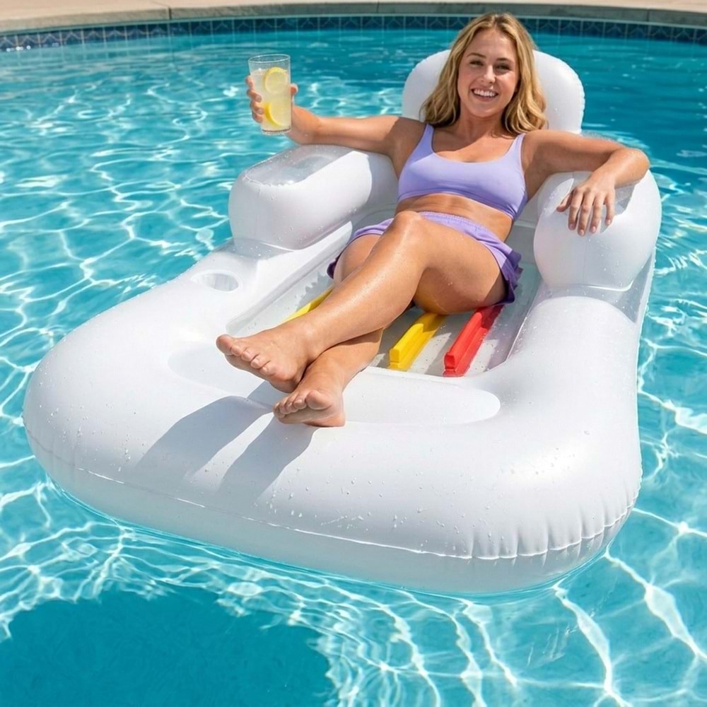 Bestway Şişme Sırt Dayanıklı Deniz Yatağı 150 x 77 x 50 cm Beyaz 43028B