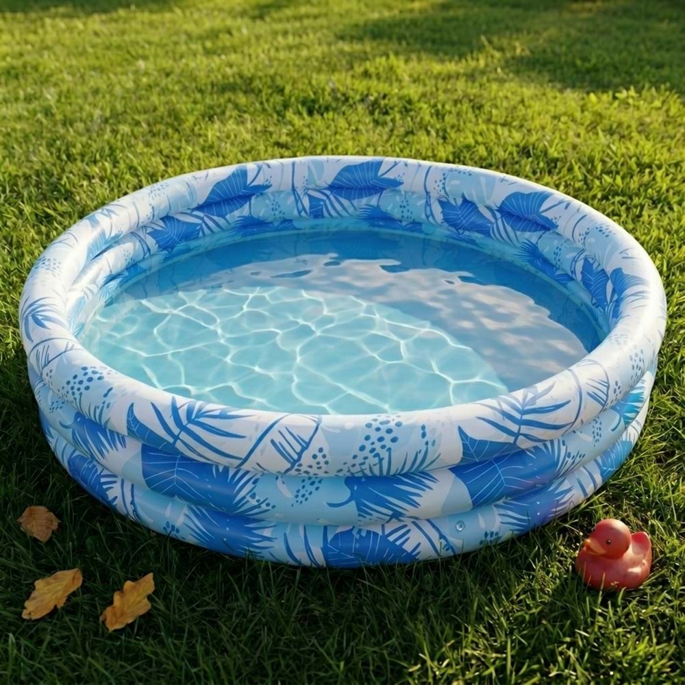 3 Halkalı Şişme Çocuk Havuzu 122 cm x 25 cm Mavi 51641