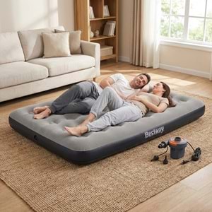 Bestway Ultra Queen 2 Kişilik Şişme Yatak + Elektrikli Pompa 191x137x22cm 671GZ BW144