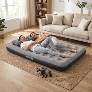 Bestway Ultra Queen 2 Kişilik Şişme Yatak + Elektrikli Pompa ve Yastık Hediyeli 191x137x22cm 671GZ BW145