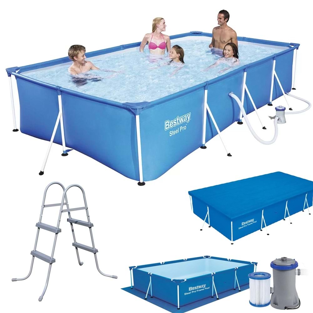 Bestway Prefabrik Havuz 400x211x81cm 220v Filtre Alt Üst Örtü Ve Merdiven Set JTRD56424-3